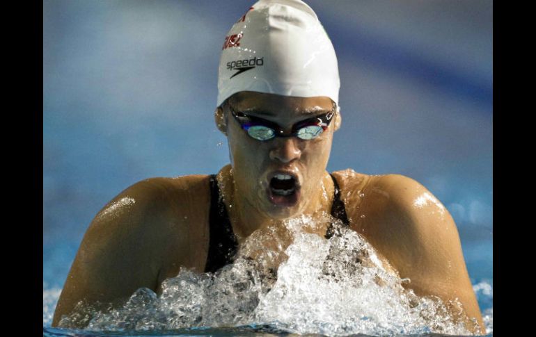 Byanca Rodríguez, sirena finalista, durante la competencia de 200m pecho. MEXSPORT  /