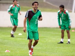 El futbolista oriundo de San Luis Potosí, Nery Castillo (C), regresó a los entrenamientos al parejo de sus compañeros. MEXSPORT  /