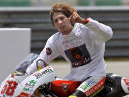 Marco Simoncelli despues del Gran Premio de Malasia en el circuito internacional. EFE  /