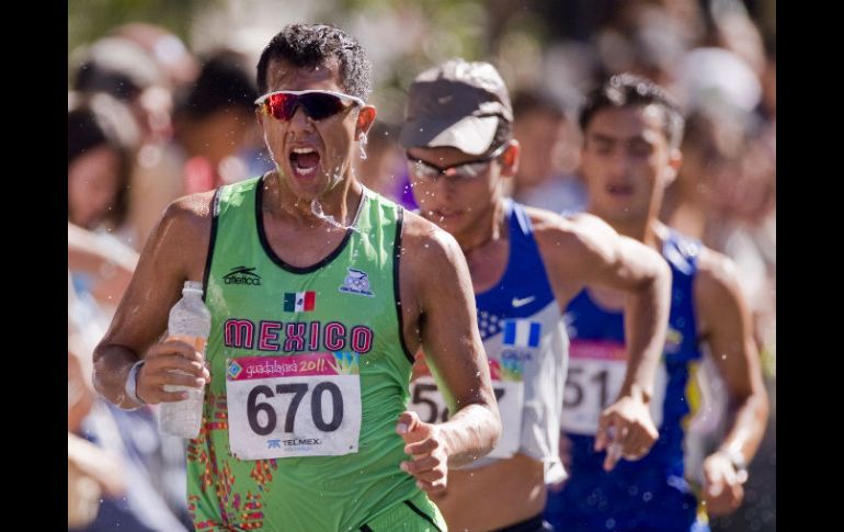 Eder Sánchez durante la marcha de 20 kilómetros. AFP  /