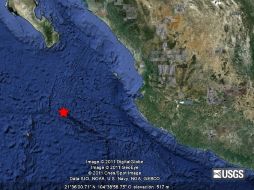 Mapa de la ubicación del epicentro del sismo elaborado por el Servicio Geológico de Estados Unidos. ESPECIAL  /