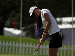 Michelle Wie fue de las primeras en llegar al Guadalajara Country Club y de las primeras en practicar.  /