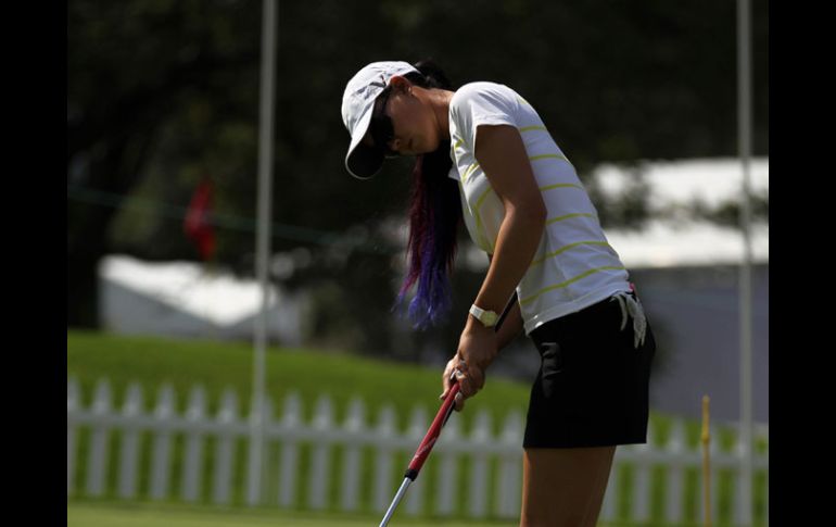 Michelle Wie fue de las primeras en llegar al Guadalajara Country Club y de las primeras en practicar.  /