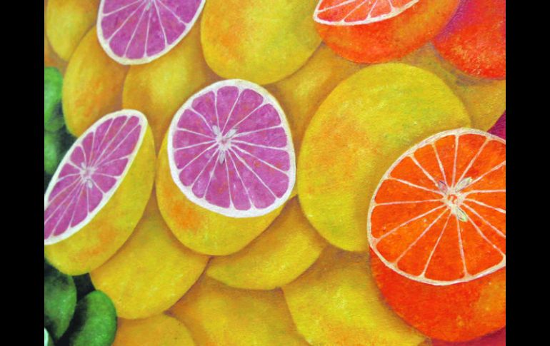 Aspecto de la obra Naranja dulce, limón partido, de Claudia Caballero, ganadora del concurso-exposición  México y sus tradiciones.  /