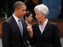 El presidente de Barack Obama con la directora del FMI, Christine Lagarde, en el marco de la cumbre de APEC. AP  /