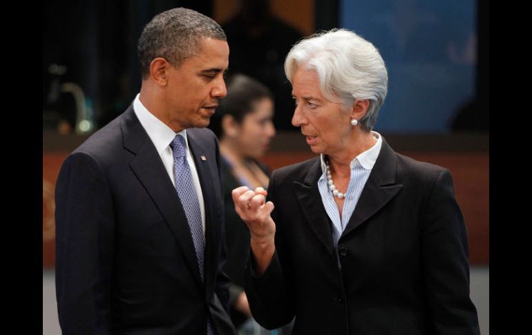 El presidente de Barack Obama con la directora del FMI, Christine Lagarde, en el marco de la cumbre de APEC. AP  /