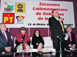 El presidente del PRD, Jesús Zambrano, durante su participación en el Encuentro Latinoamericano de Gobiernos de Izquierda. NTX  /