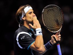 David Ferrer celebra su victoria en la Copa de Maestros de Londres. AFP  /