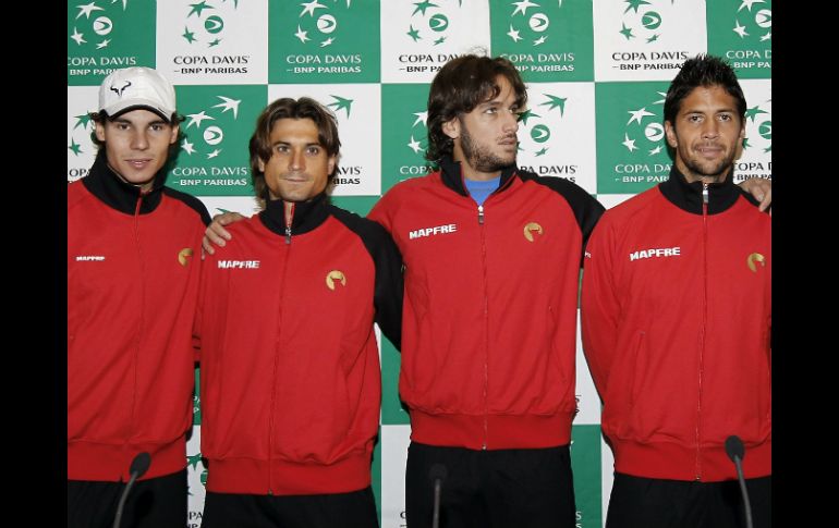 Los tenistas españoles, de izda a dcha, Rafael Nadal, David Ferrer, Feliciano López y Fernando Verdasco. EFE  /