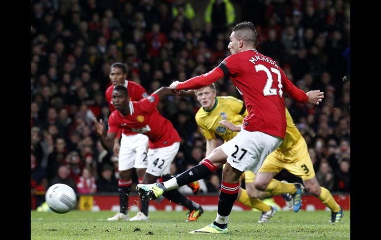 Federico Macheda fue el autor del gol del empate para los Red Devils. AP  /