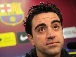 El cerebro azulgrana, Xavi Hernández, durante conferencia de prensa sobre el clásico. AFP  /