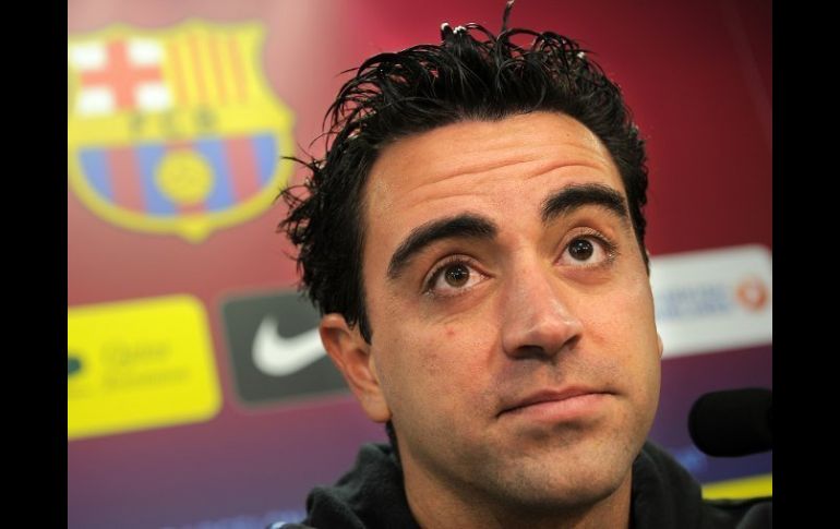 El cerebro azulgrana, Xavi Hernández, durante conferencia de prensa sobre el clásico. AFP  /