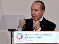 El Presidente Felipe Calderón defendió su estrategia anticrimen en el aniversario de Canacintra. NTX  /