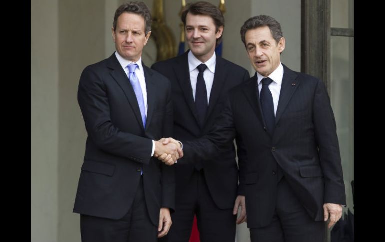 El presidente, Nicolas Sarkozy se reunió con el secretario del Tesoro de EU, Timothy Geithner. EFE  /