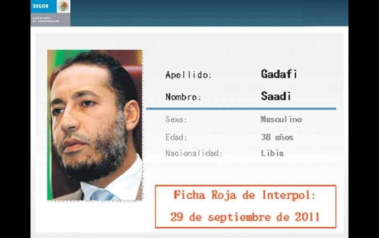 Saadi Gadhafi es buscado por la Corte Penal Internacional y la Interpol por crímenes contra la humanidad.  /