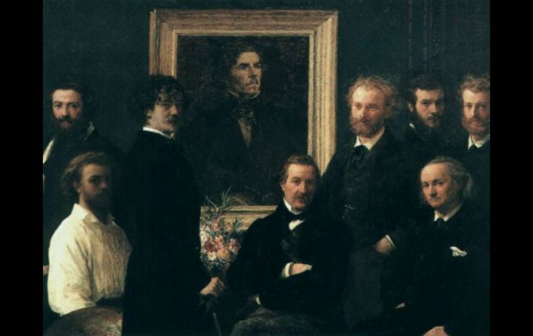 Detalle de la obra 'Homenaje a Delacroix', de Henri Fantin-Latour. ESPECIAL  /