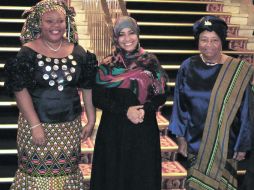 Las laureadas: Leymah Gbowee, de Liberia, Tawakul Karman (centro), de Yemen y Ellen Johnson Sirleaf (derecha). AFP  /