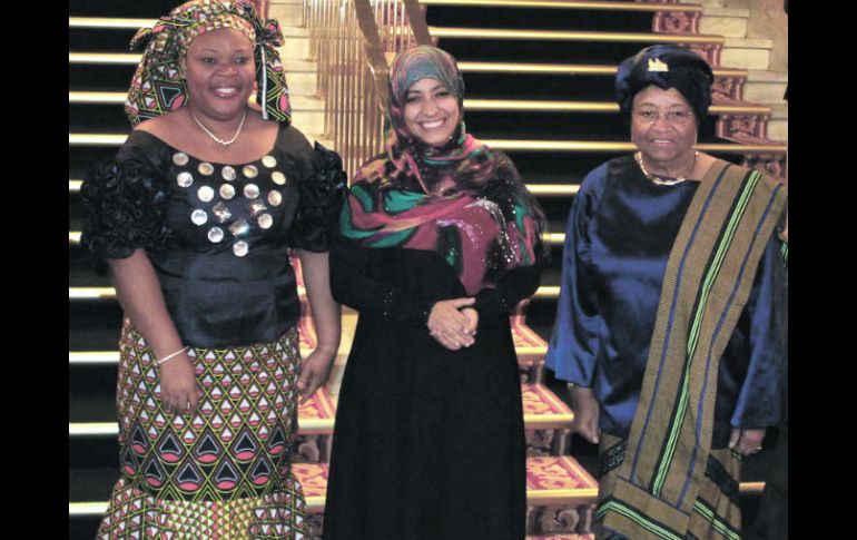 Las laureadas: Leymah Gbowee, de Liberia, Tawakul Karman (centro), de Yemen y Ellen Johnson Sirleaf (derecha). AFP  /