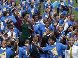 La primera dama agradeció a los niños de National Geographic que organizaron el evento. AP  /