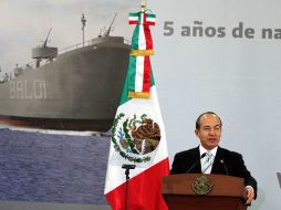 El Presidente Felipe Calderón asistió a un desayuno de fin de año con el Personal Naval.  NOTIMEX  /