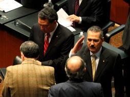 Los senadores Manlio Fabio Beltrones y Pablo Gomez., durante la sesion ordinaria, del Senado. NTX  /