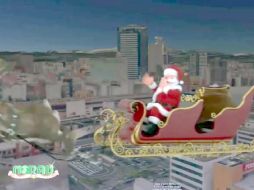 Las imágenes muestran a Santa Claus sobrevolando la ciudad de Sendai. ESPECIAL  /