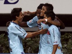 Michael Arroyo de Atlante celebra el gol, durante el juego de la primer semana del Clausura 2012. MEXSPORT  /