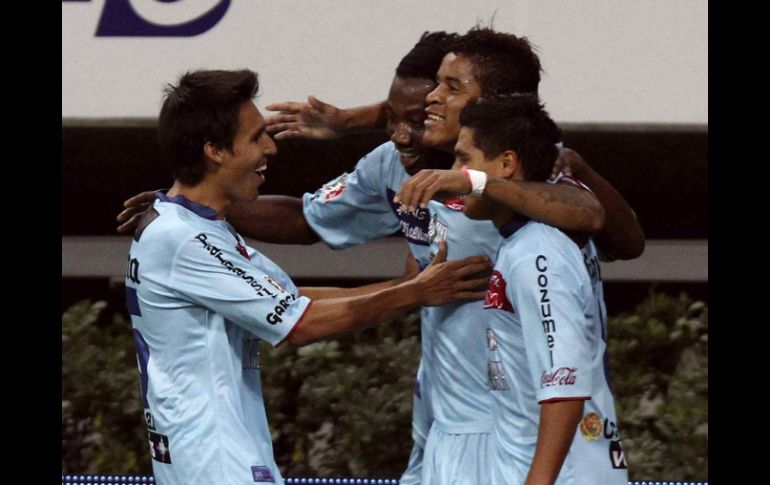 Michael Arroyo de Atlante celebra el gol, durante el juego de la primer semana del Clausura 2012. MEXSPORT  /