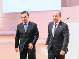 Felipe Calderón se reunió con el presidente y director ejecutivo de Nissan, Carlos Ghosn, en el marco del Foro Económico Mundial. NTX  /