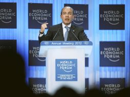 El presidente Felipe Calderón durante su intervención en el FEM en Davos. NTX  /