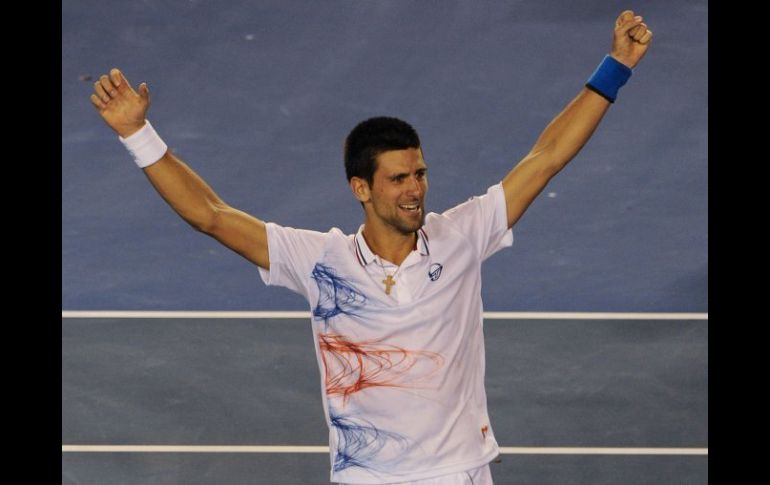 Djokovic celebra su victoria sobre el británico Murray, luego de ganar el partido semifinal el del Abierto de Australia. AFP  /