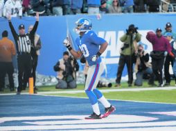 Víctor Cruz ha destacado entre la afición de Gigantes, por su baile de salsa cada que anota un touchdown. GETTY IMAGES SPORT  /