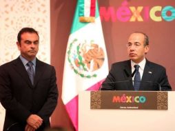 Imagen de Calderón durante su intervención en el Foro Económico Mundial. ESPECIAL  /