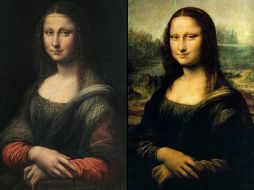 A la izquierda 'La Gioconda' del Museo de El Prado en España, del lado derecho la del Museo del Louvre de París. ESPECIAL  /