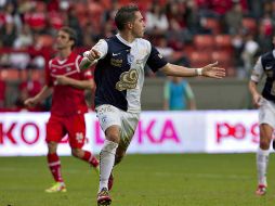 Mauro Cejas anota el gol con el que Pachuca cosecha los tres puntos en Toluca. MEXSPORT  /