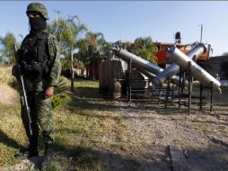 Elemetnos militares estuvieron a cargo del aseguramiento del rancho 'Los Villarreal'. EFE  /