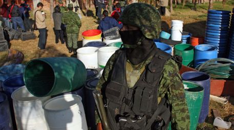 El decomiso de 15 toneladas de metanfetaminas en el municipio de Tlajomulco ha sido valuado en 58 mil millones de pesos. AFP  /