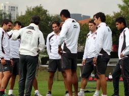 Jugadores del Atlas durante el entrenamiento del día de ayer. MEXSPORT  /