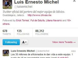 El twitter de Luis Michel tomado de la red social. ESPECIAL  /