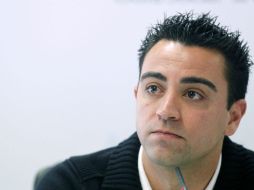 Xavi Hernández, durante la conferencia de prensa, en la que fue nombrado embajador de la Obra Social de la Fundación La Caixa. REUTERS  /