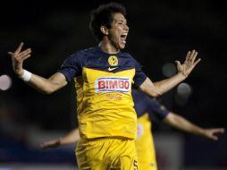 El jugador Antonio Molina celebra su gol que le da la ventaja al América. AFP  /