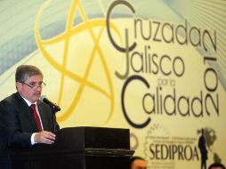 Durante el evento Cruzada Jalisco por la Calidad 2012 en Expo Guadalajara. En la imagen Jaime Martínez Flores.  /