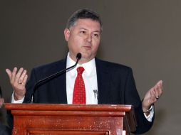 Durante el discurso del informe anual de actividades, el director del Campus Guadalajara, Héctor Nuñez de Cázares.  /