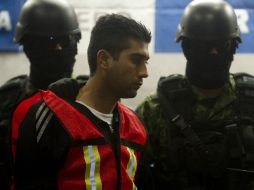 Erick Valencia Salazar, alias ''El 85'' fue presentado tres días después de su detención en medio de un enfrentamiento en Zapopan. AFP  /