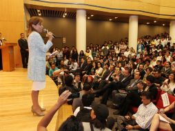 La aspirante del PAN a la Presidencia habló ante estudiantes del ITAM. NTX  /