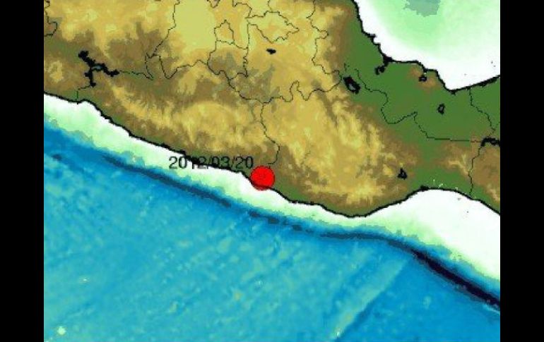 Gráfico del Servicio Sismológico del epicentro del sismo. En Chiapas, el temblor se sintió en las 15 regiones. EFE  /