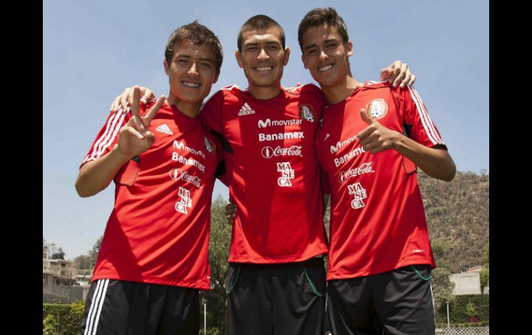 Erick Torres, Jorge Enriquez y Diego Reyes de la Selección mexicana preolímpica. MEXSPORT  /