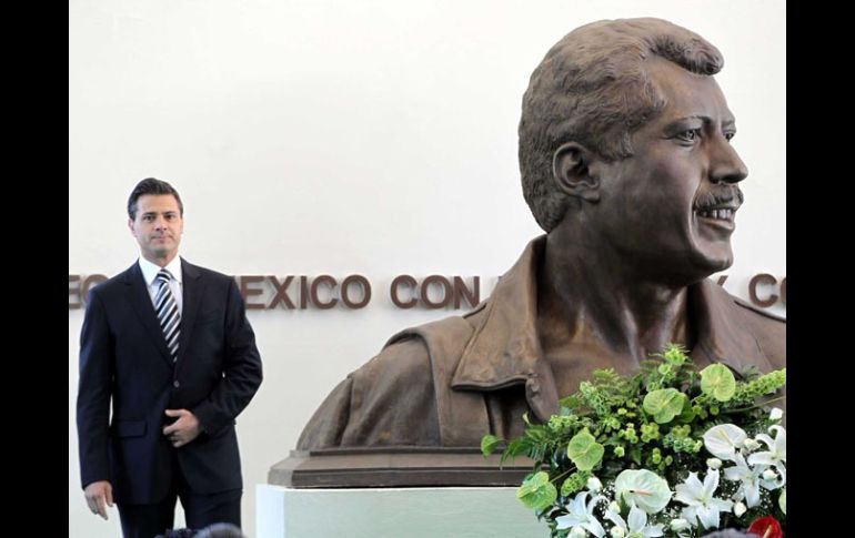 Peña Nieto en la conmemoración 18 por el aniversario del asesinato de Colosio. NOTIMEX  /