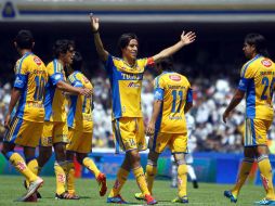 Tigres con 25 puntos, ha ganado cinco de los últimos 10 partidos en los que ha recibido a su rival en turno. MEXSPORT  /