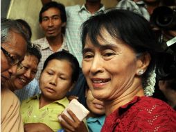 Suu Kyi ganó en 112 de los 129 colegios electorales del distrito de Kawhmu. NTX  /